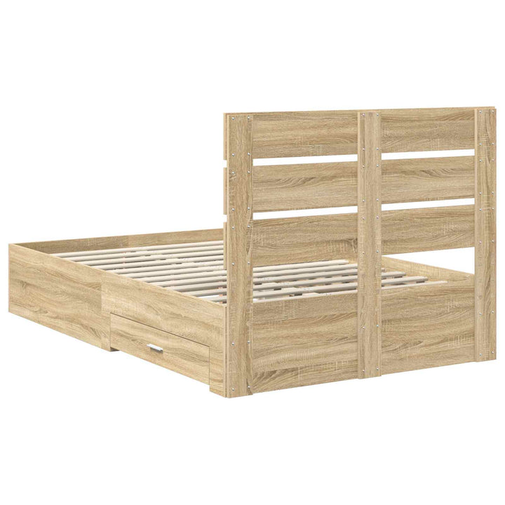 Sengestel med skuffe Sonoma eg 120 x 200 cm Konstrueret træ