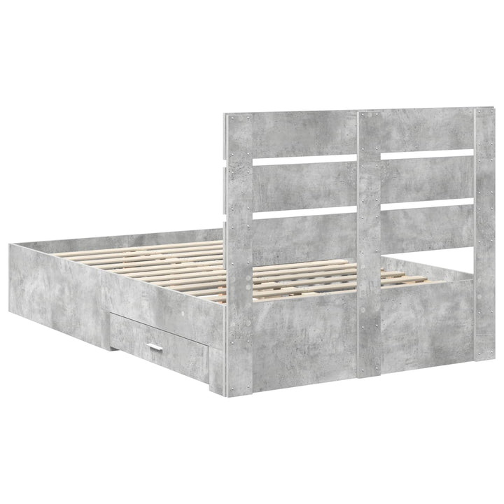 Sengestel med skuffe Beton Grå 120 x 200 cm Konstrueret træ