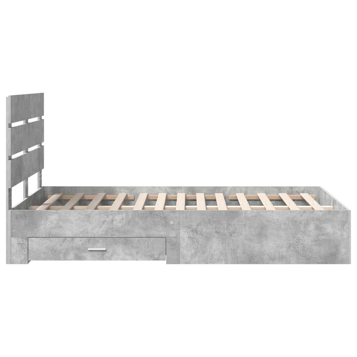Sengestel med skuffe Beton Grå 120 x 200 cm Konstrueret træ