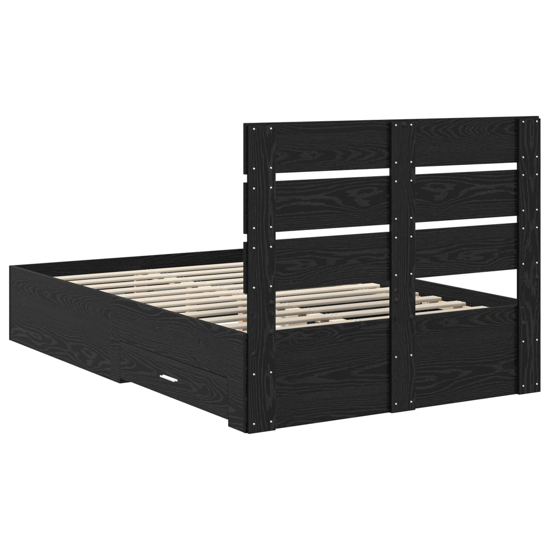 Sengestel med skuffe Sort eg 120 x 190 cm Konstrueret træ