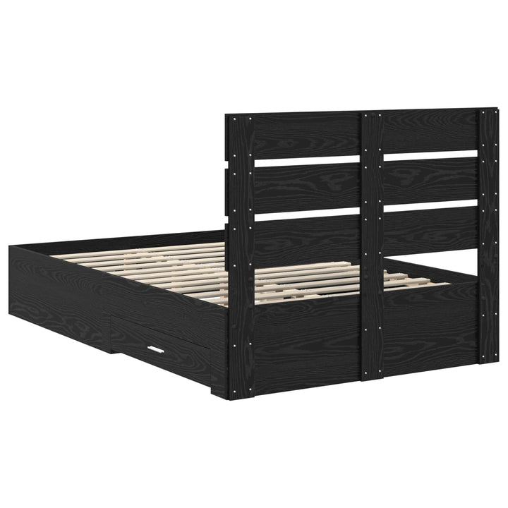 Sengestel med skuffe Sort eg 120 x 190 cm Konstrueret træ