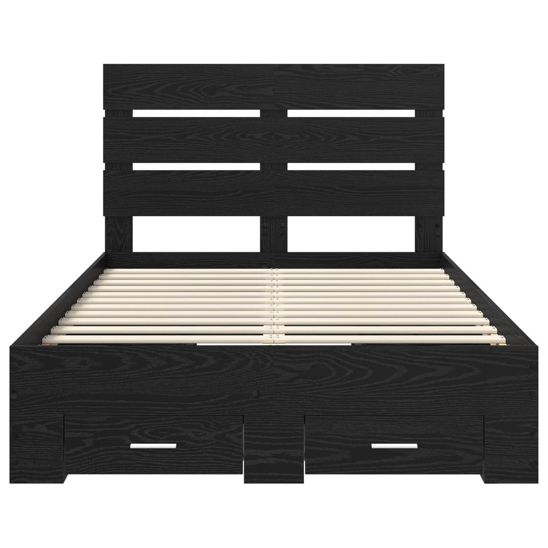 Sengestel med skuffe Sort eg 120 x 190 cm Konstrueret træ