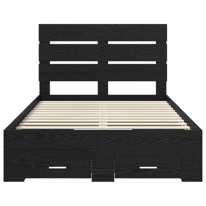 Sengestel med skuffe Sort eg 120 x 190 cm Konstrueret træ