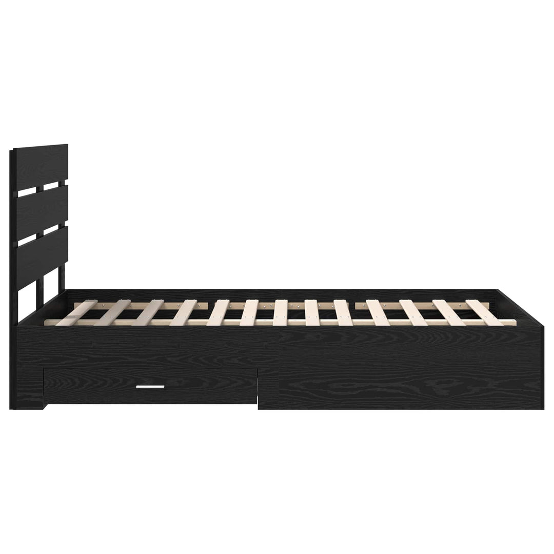 Sengestel med skuffe Sort eg 120 x 190 cm Konstrueret træ