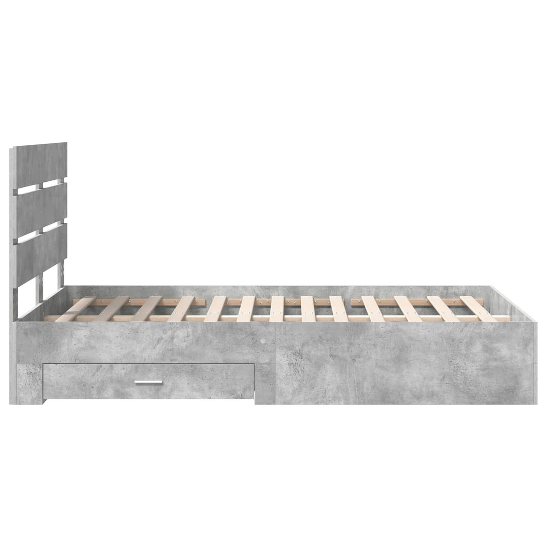 Sengestel med skuffe Beton Grå 120 x 190 cm Konstrueret træ