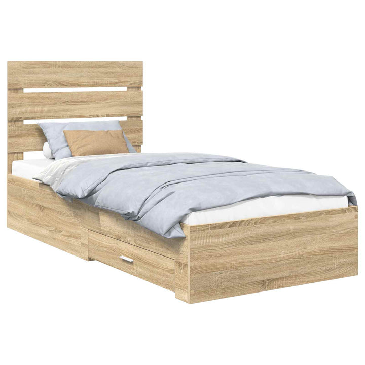 Sengestel med skuffe Sonoma eg 100 x 200 cm Konstrueret træ