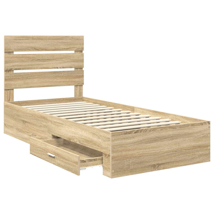 Sengestel med skuffe Sonoma eg 100 x 200 cm Konstrueret træ