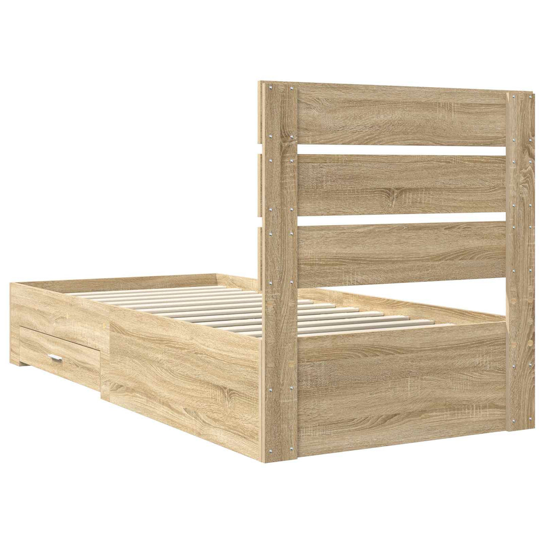 Sengestel med skuffe Sonoma eg 100 x 200 cm Konstrueret træ
