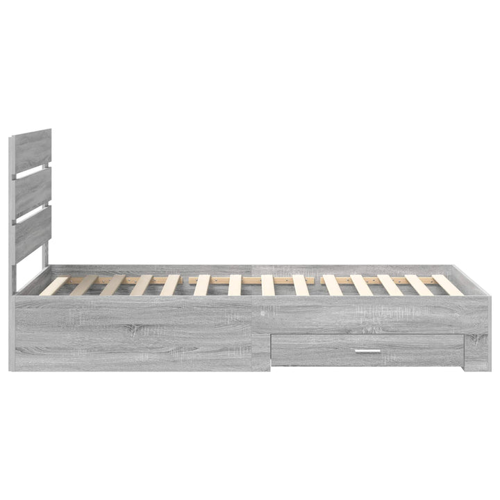 Sengestel med skuffe Grå Sonoma 100 x 200 cm Konstrueret træ