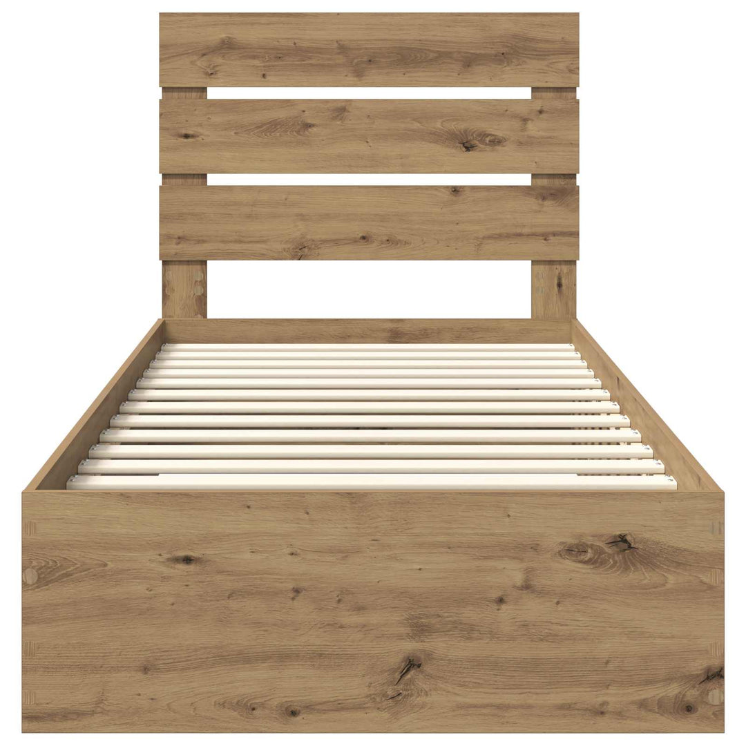 Sengestel med skuffe Artisan Egetræ 90 x 200 cm Konstrueret træ