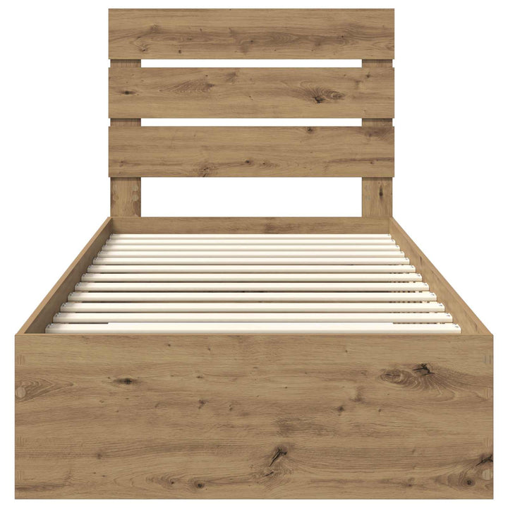 Sengestel med skuffe Artisan Egetræ 90 x 200 cm Konstrueret træ