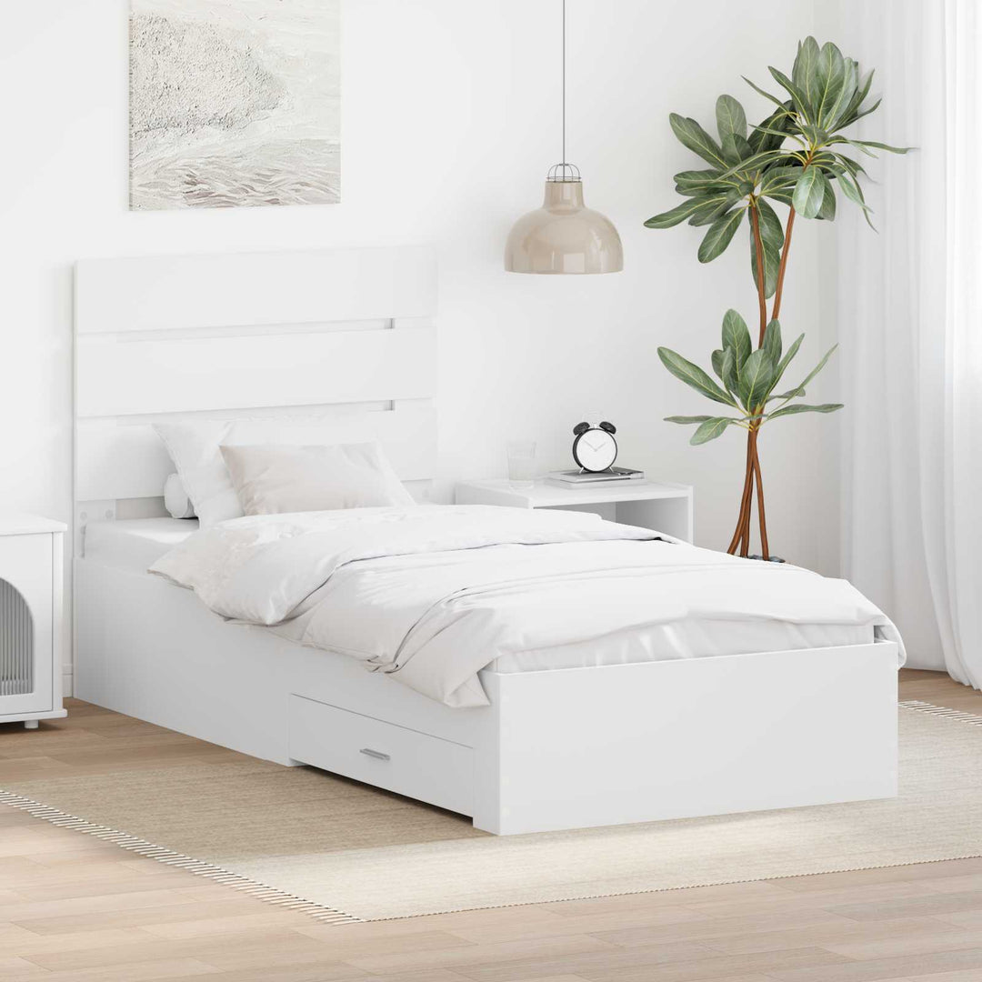 Sengestel med skuffe Hvid 90 x 190 cm Konstrueret træ