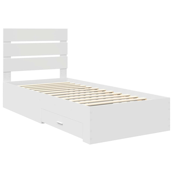 Sengestel med skuffe Hvid 90 x 190 cm Konstrueret træ