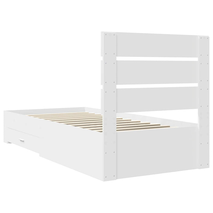 Sengestel med skuffe Hvid 90 x 190 cm Konstrueret træ