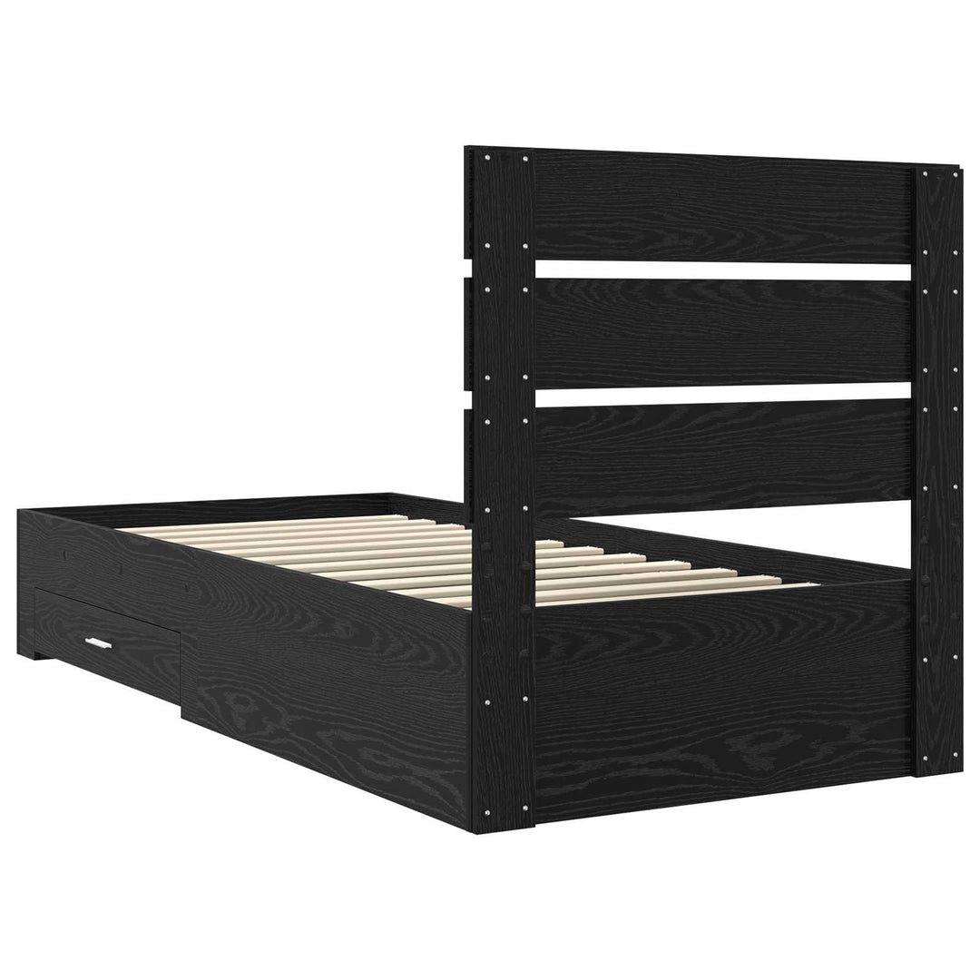 Sengestel med skuffe Sort eg 90 x 190 cm Konstrueret træ