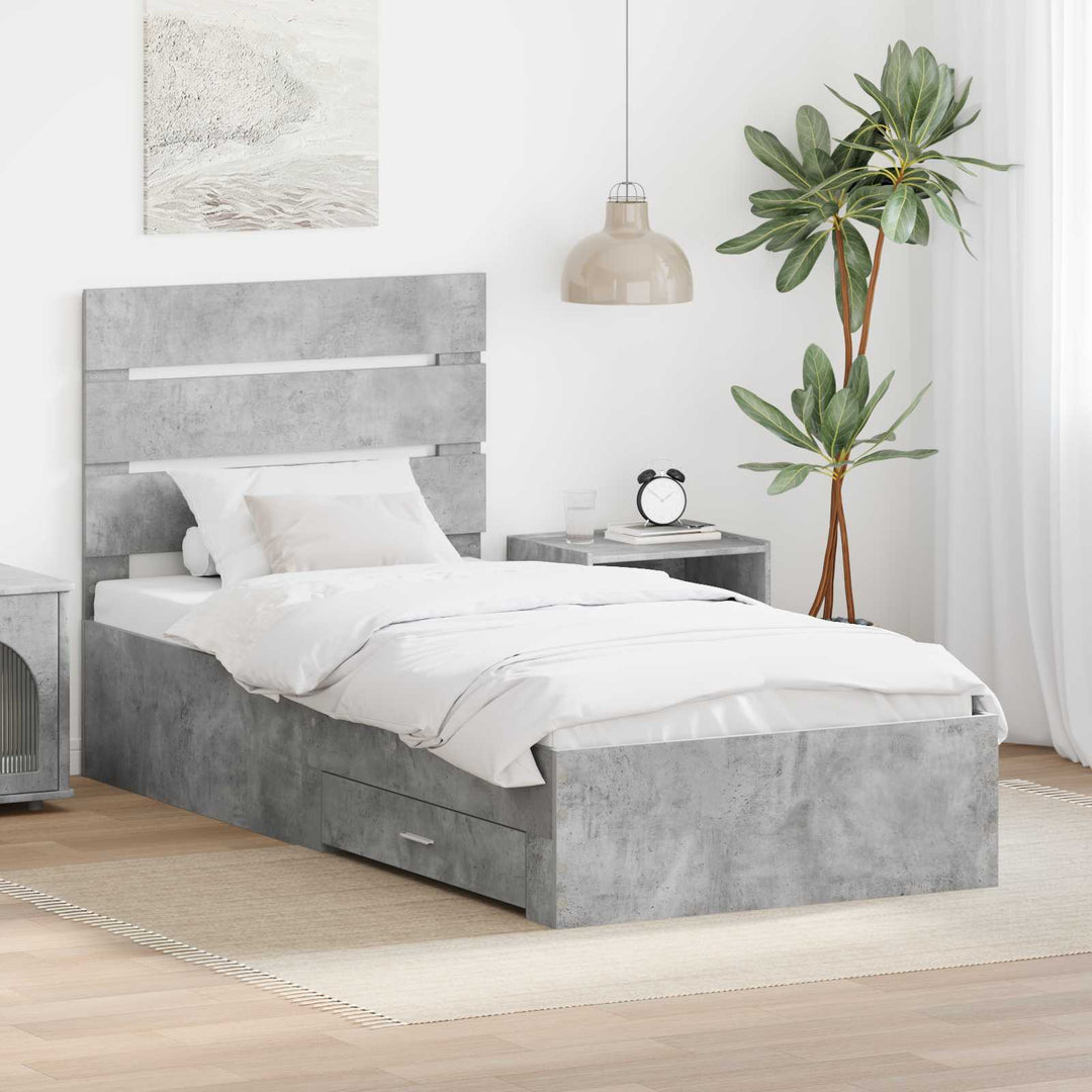Sengestel med skuffe Beton Grå 90 x 190 cm Konstrueret træ