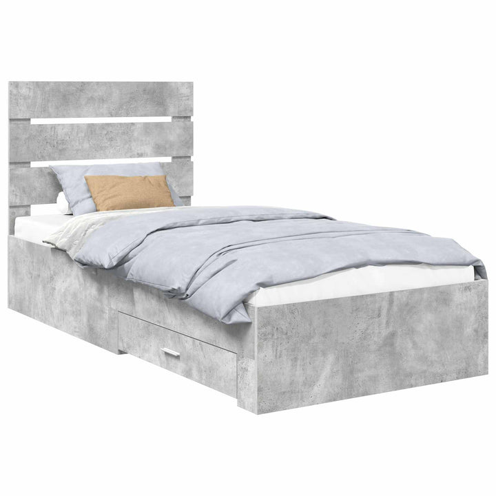 Sengestel med skuffe Beton Grå 90 x 190 cm Konstrueret træ