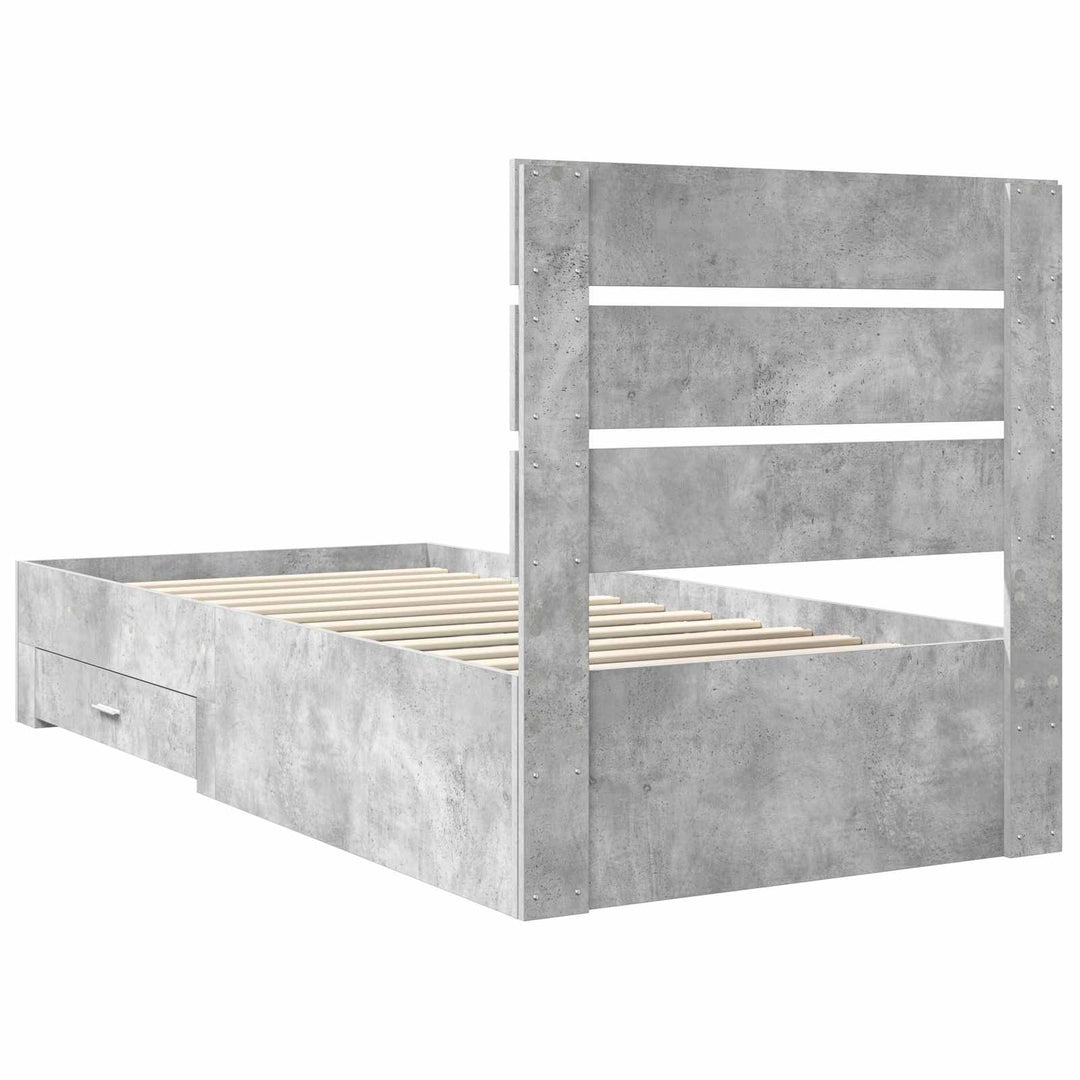 Sengestel med skuffe Beton Grå 90 x 190 cm Konstrueret træ