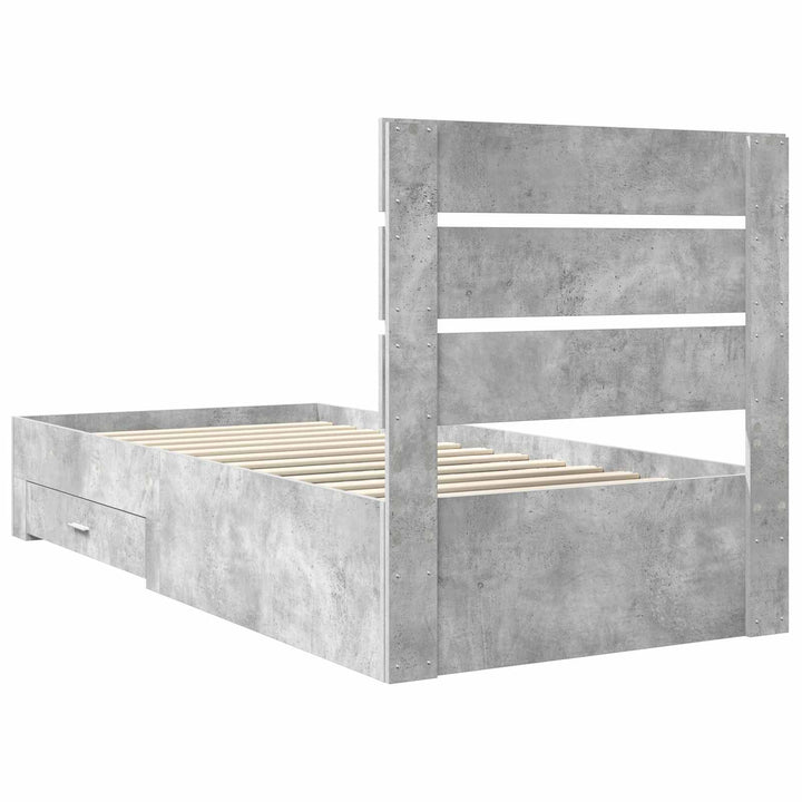Sengestel med skuffe Beton Grå 90 x 190 cm Konstrueret træ