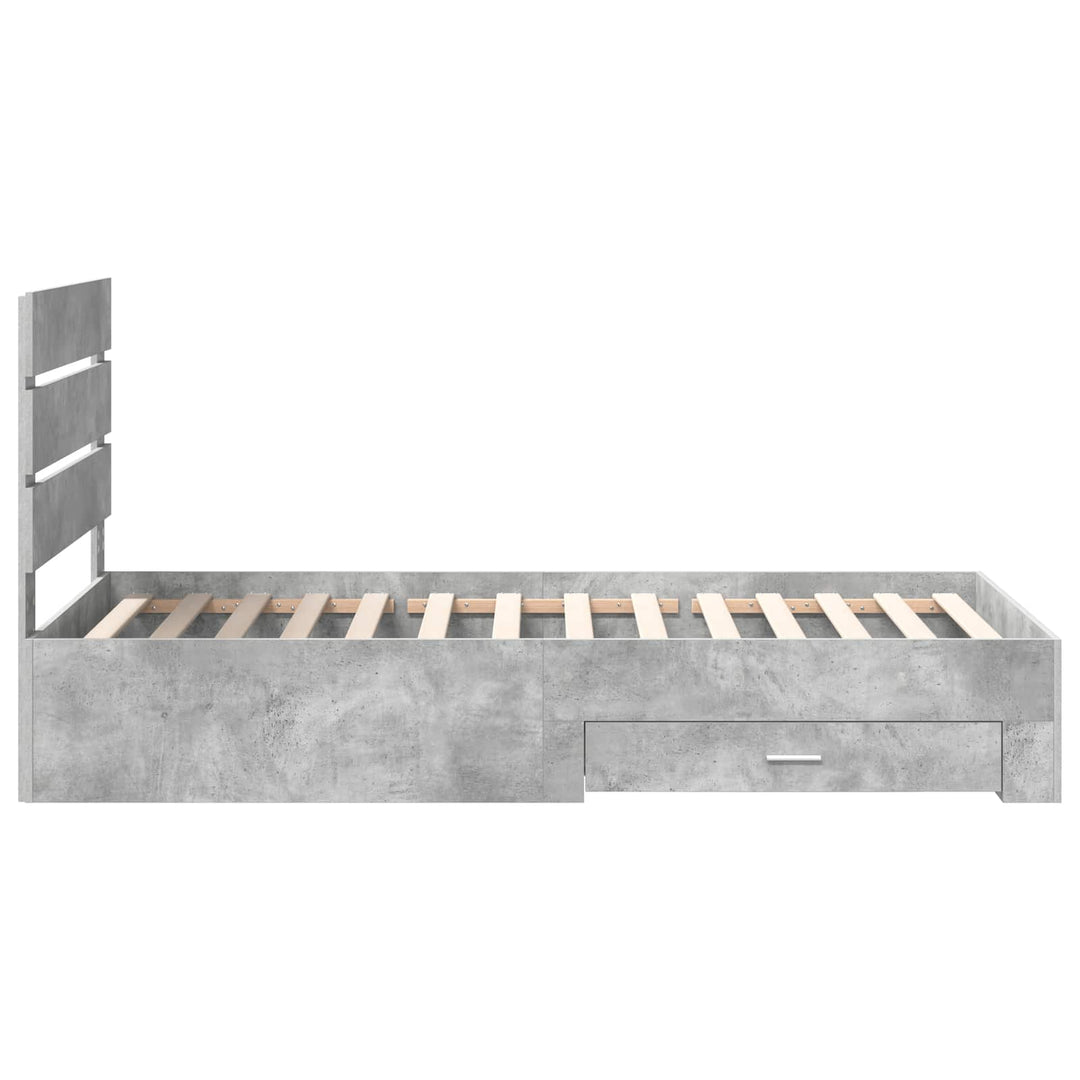 Sengestel med skuffe Beton Grå 90 x 190 cm Konstrueret træ