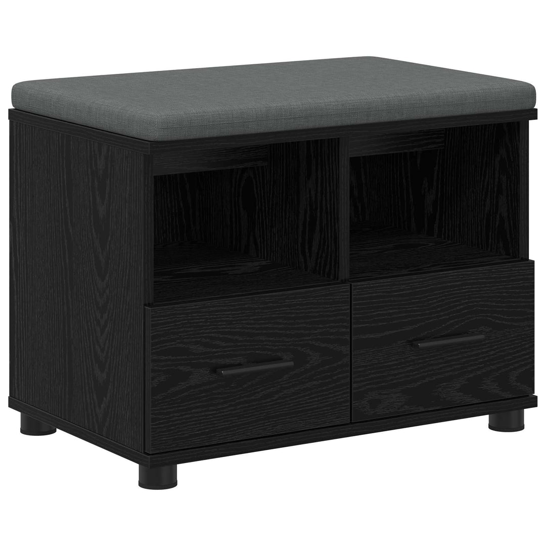 Hallbænk med pude Sort Eg 60 x 38 x 46 cm Kunstigt træ og stof