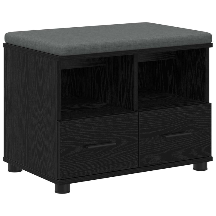 Hallbænk med pude Sort Eg 60 x 38 x 46 cm Kunstigt træ og stof