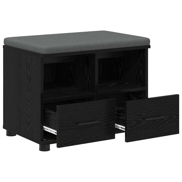 Hallbænk med pude Sort Eg 60 x 38 x 46 cm Kunstigt træ og stof