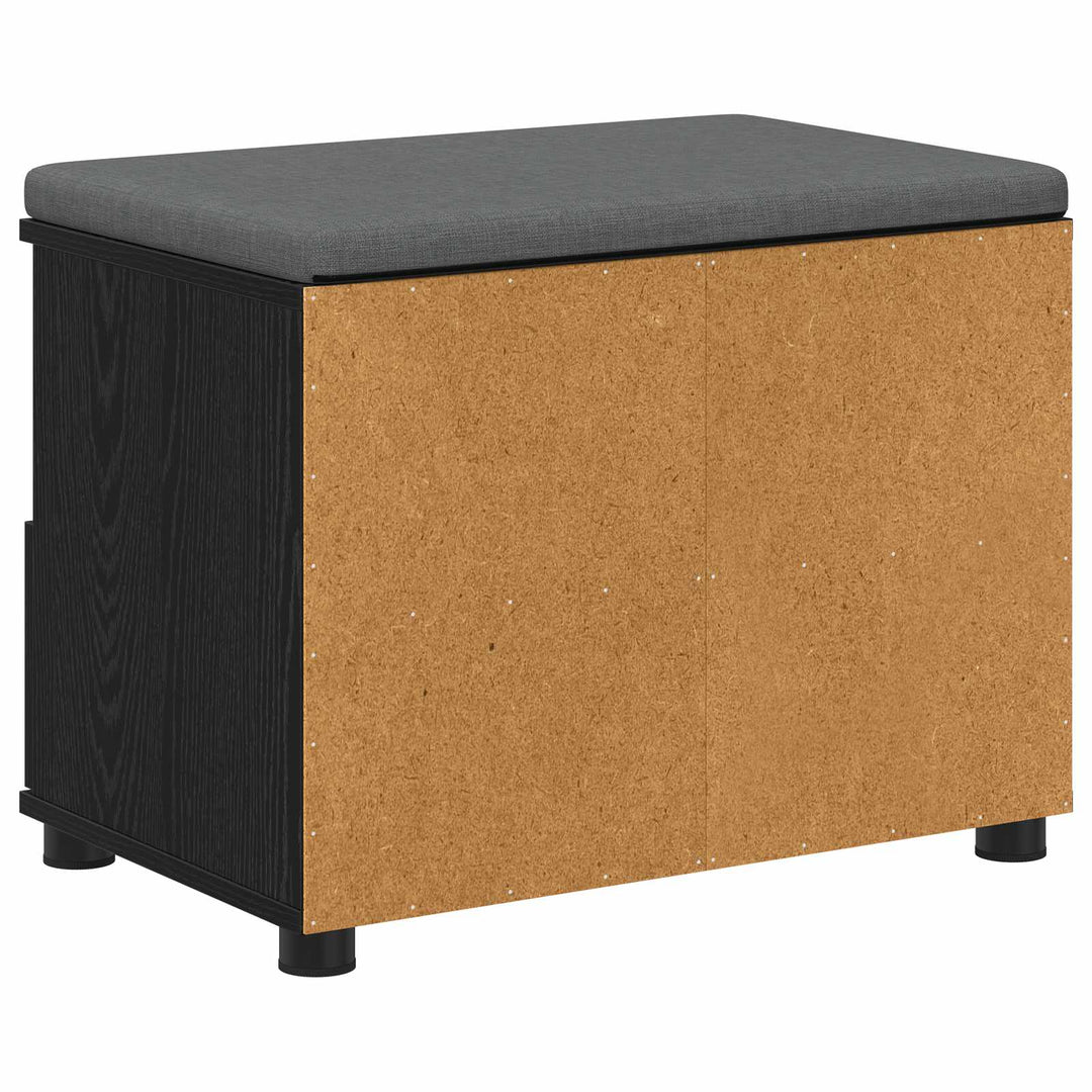 Hallbænk med pude Sort Eg 60 x 38 x 46 cm Kunstigt træ og stof