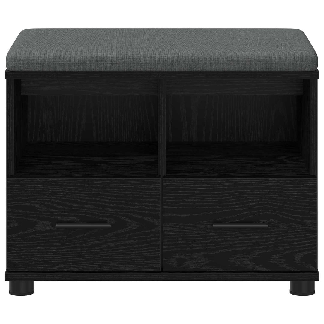 Hallbænk med pude Sort Eg 60 x 38 x 46 cm Kunstigt træ og stof