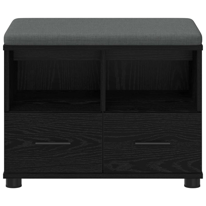 Hallbænk med pude Sort Eg 60 x 38 x 46 cm Kunstigt træ og stof