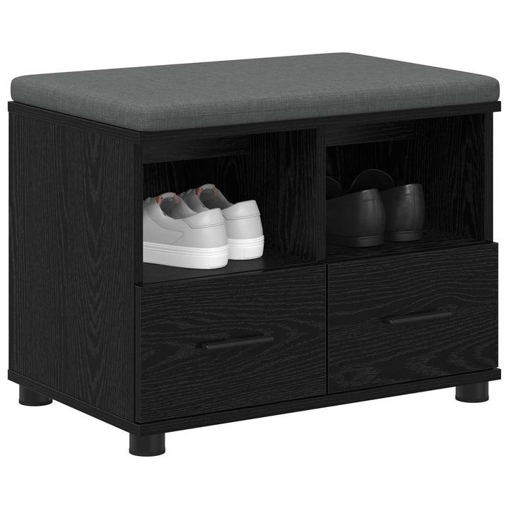 Hallbænk med pude Sort Eg 60 x 38 x 46 cm Kunstigt træ og stof