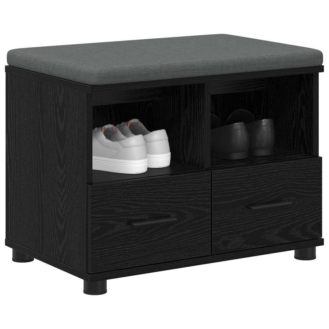 Hallbænk Sort Eg 60 x 38 x 46 cm Kunstigt træ og stof