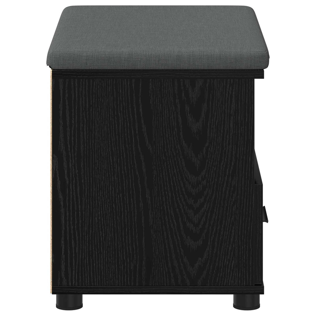 Hallbænk med pude Sort Eg 60 x 38 x 46 cm Kunstigt træ og stof