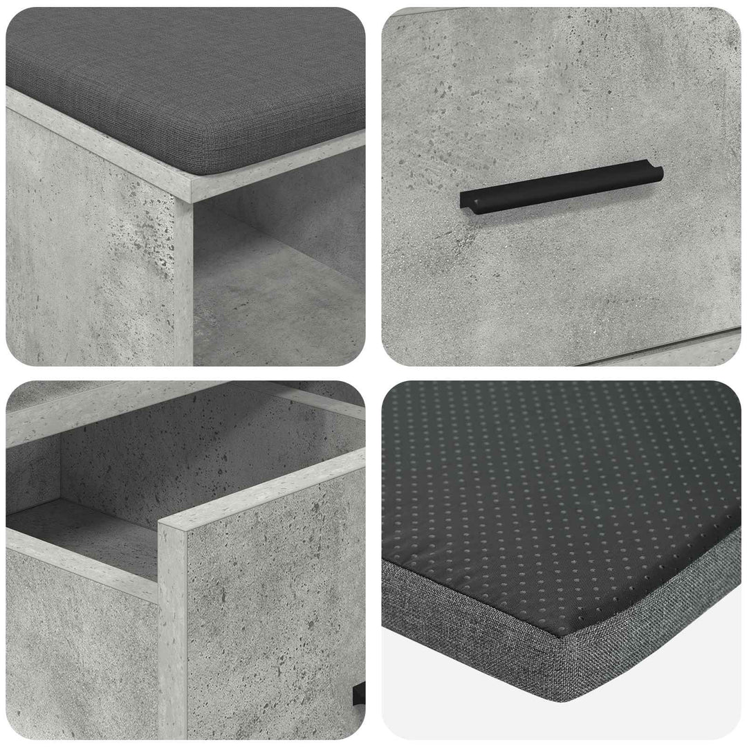Hallbænk BetonGrå 60 x 38 x 46 cm Kunstigt træ og stof