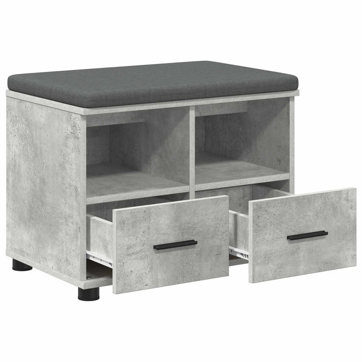 Hallbænk med pude BetonGrå 60 x 38 x 46 cm Kunstigt træ og stof