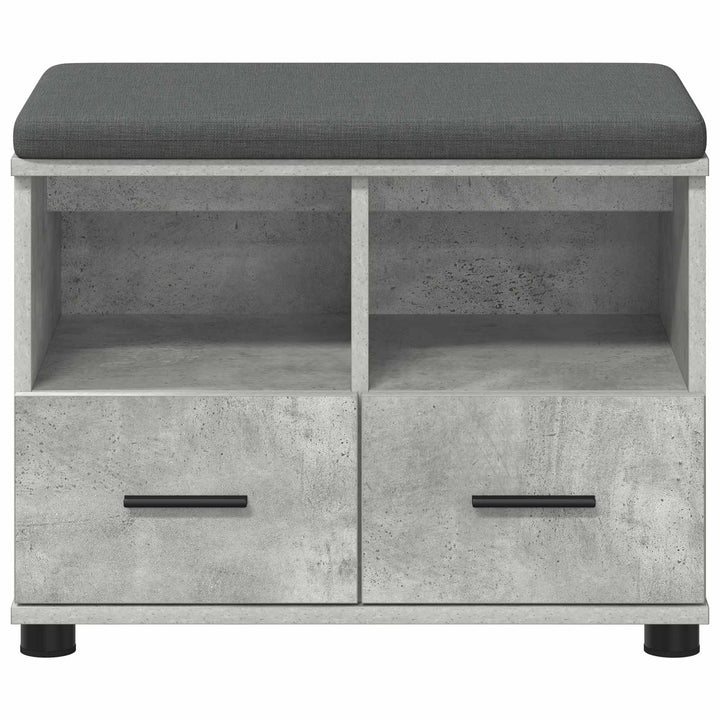 Hallbænk med pude BetonGrå 60 x 38 x 46 cm Kunstigt træ og stof