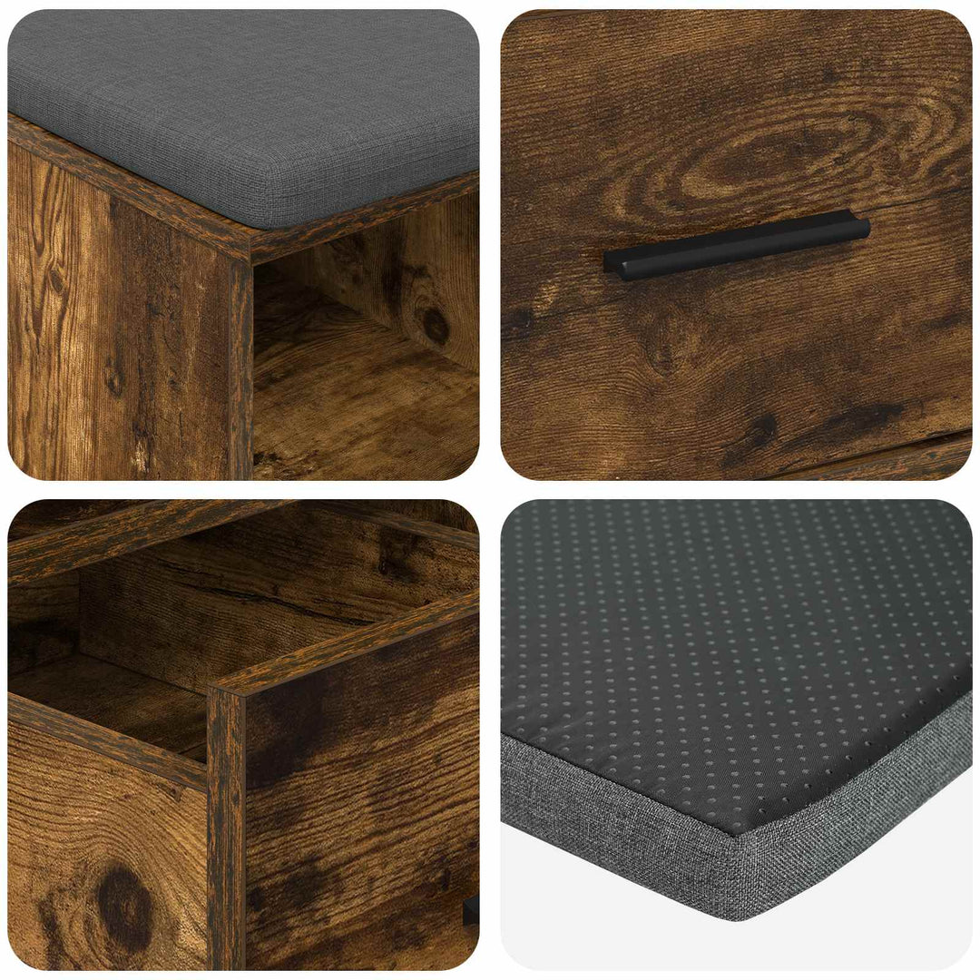 Hallbænk Røget Eg 60 x 38 x 46 cm Kunstigt træ og stof