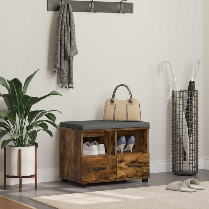 Hallbænk Røget Eg 60 x 38 x 46 cm Kunstigt træ og stof