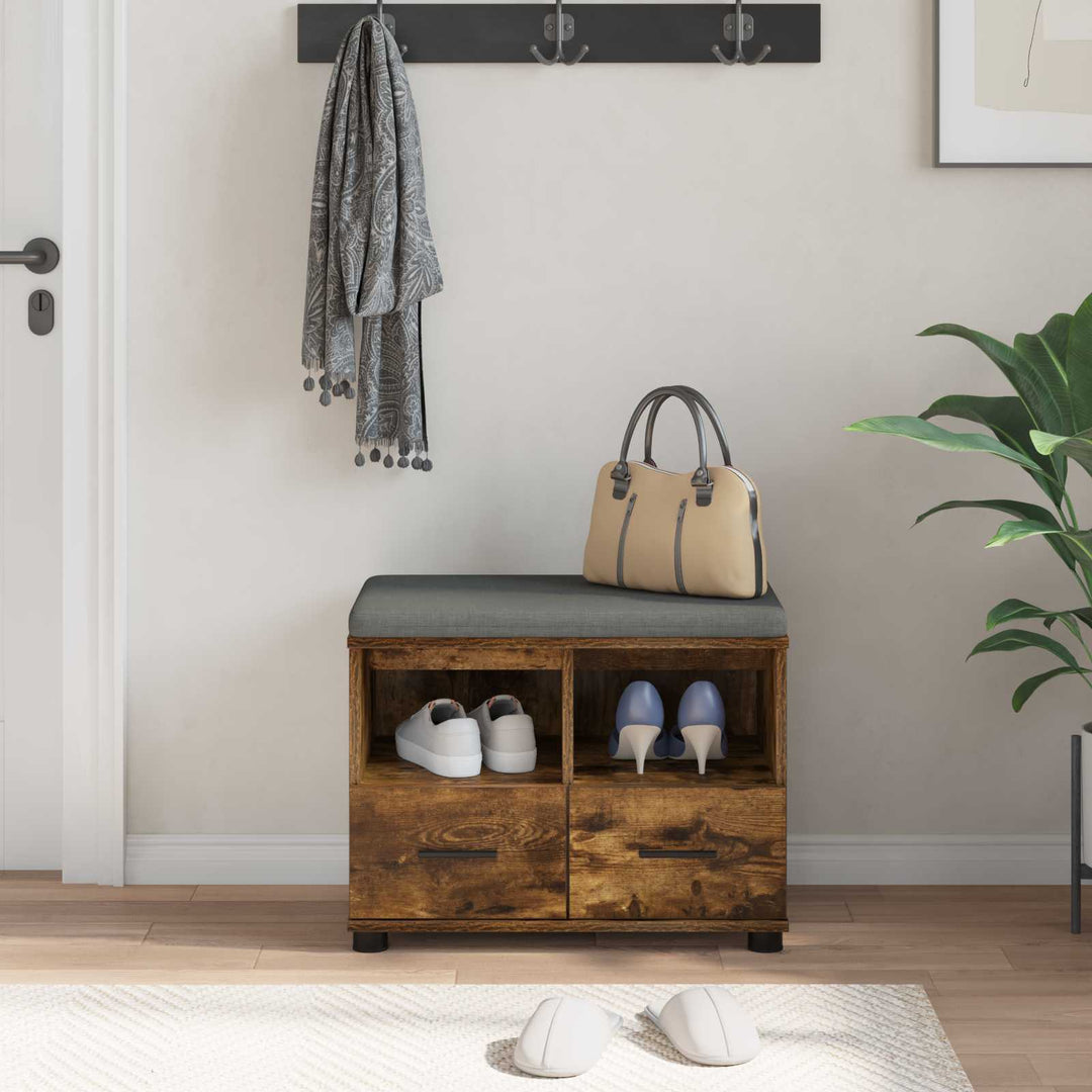 Hallbænk Røget Eg 60 x 38 x 46 cm Kunstigt træ og stof