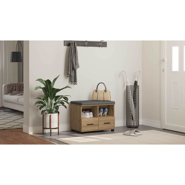 Hallbænk Artisan Eg 60 x 38 x 46 cm Kunstigt træ og stof