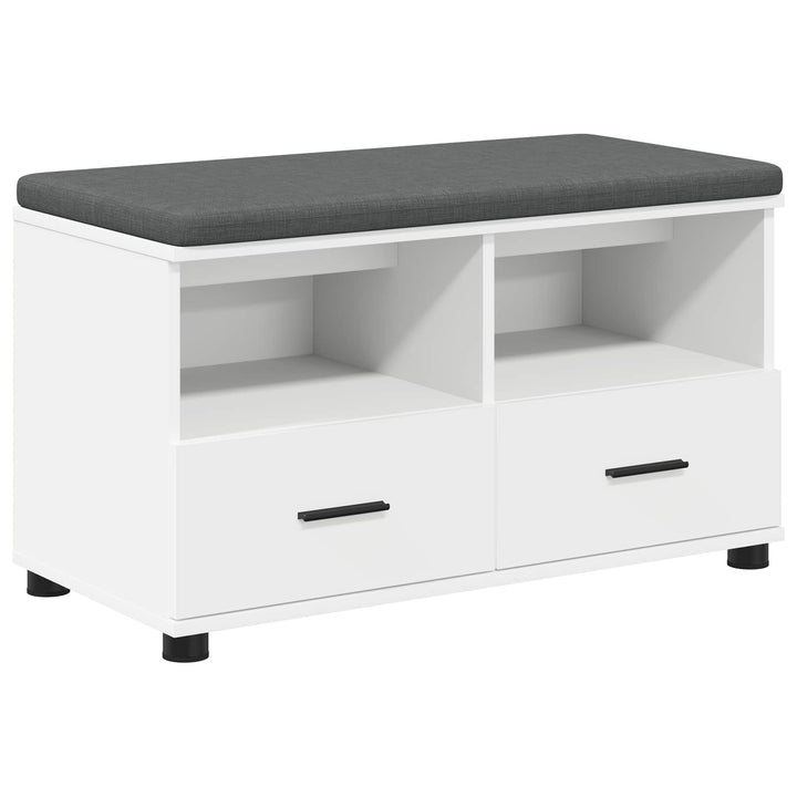 Hallbænk med pude Hvid 80 x 38 x 46 cm Kunstigt træ og stof