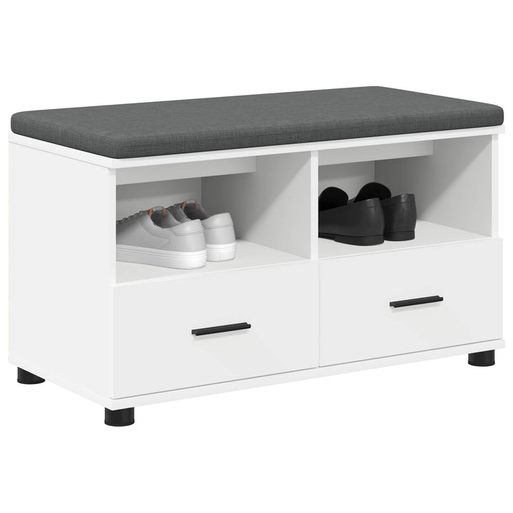 Hallbænk med pude Hvid 80 x 38 x 46 cm Kunstigt træ og stof