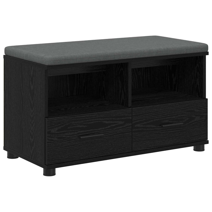 Hallbænk med pude Sort Eg 80 x 38 x 46 cm Kunstigt træ og stof