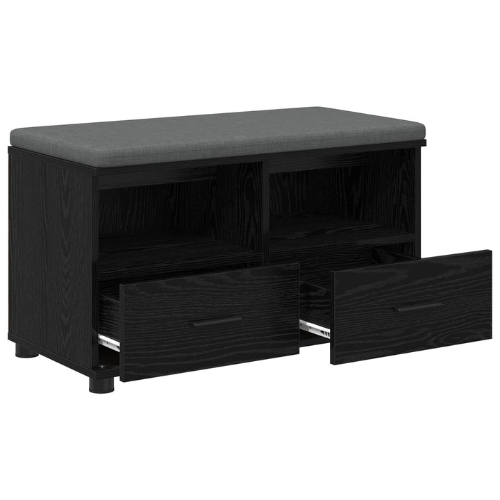 Hallbænk med pude Sort Eg 80 x 38 x 46 cm Kunstigt træ og stof