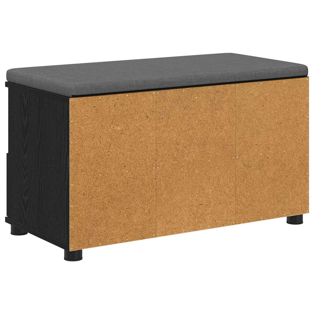 Hallbænk med pude Sort Eg 80 x 38 x 46 cm Kunstigt træ og stof