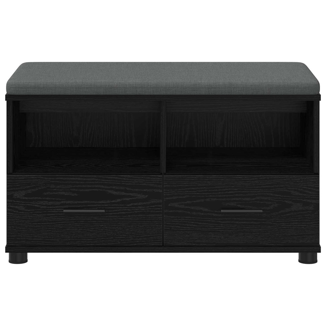 Hallbænk med pude Sort Eg 80 x 38 x 46 cm Kunstigt træ og stof
