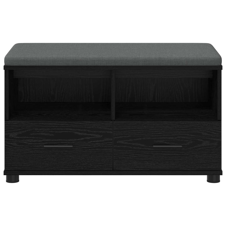 Hallbænk med pude Sort Eg 80 x 38 x 46 cm Kunstigt træ og stof