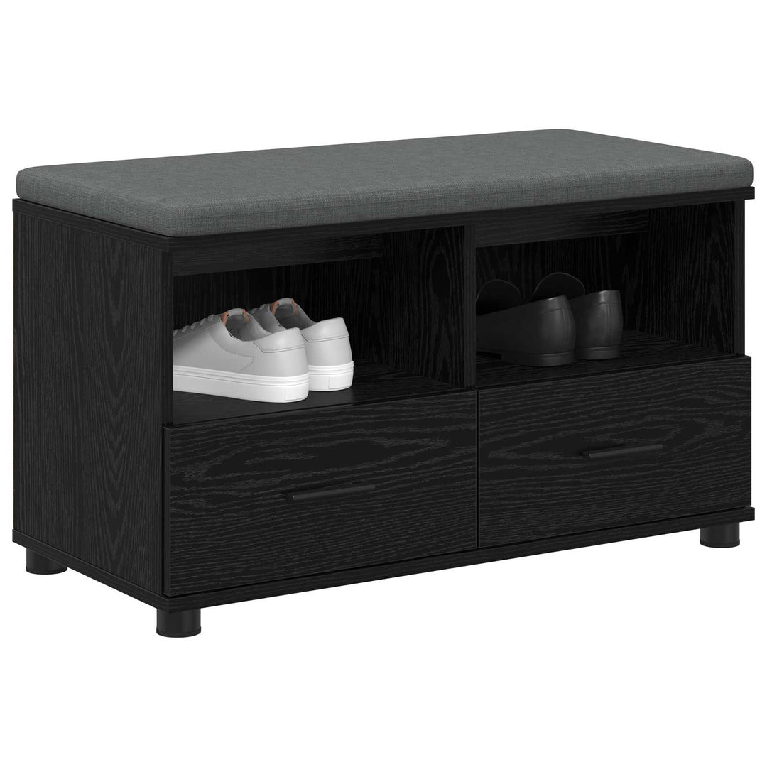 Hallbænk Sort Eg 80 x 38 x 46 cm Kunstigt træ og stof