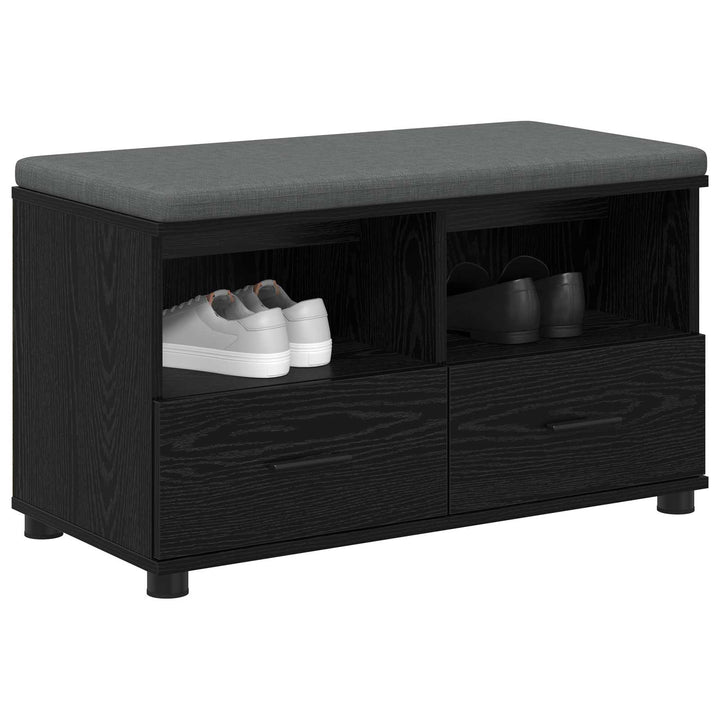 Hallbænk med pude Sort Eg 80 x 38 x 46 cm Kunstigt træ og stof