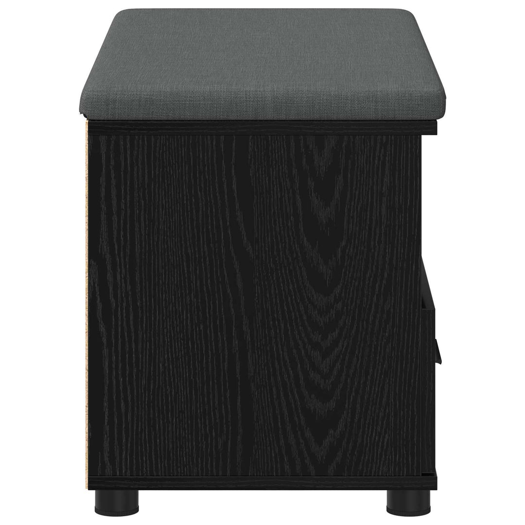 Hallbænk med pude Sort Eg 80 x 38 x 46 cm Kunstigt træ og stof